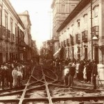Colocação dos trilhos dos Bondes R.Direita  -  1900