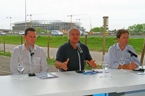 Coletiva à imprensa, o Grêmio oficializou o lançamento das obras do Centro de Treinamentos do Futebol Profissional  Fotos Crédito: Lucas Uebel